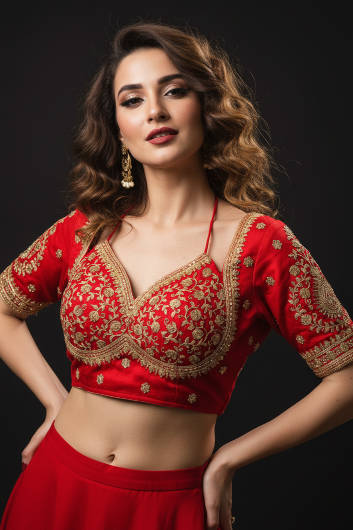Flowing Art Designer Vichitra Silk Blouse