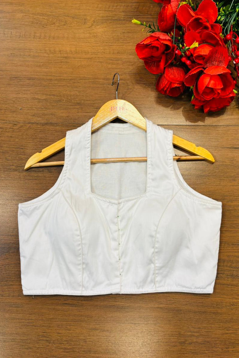 Solid White Halter Cotton Blouse