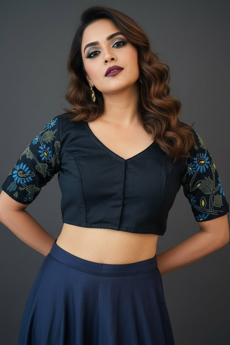 Friendly Note-Kantha Stitch Designer Blouse