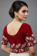 Color Cascade Floral Stretchable Knitted Blouse
