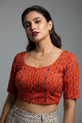 Ikkat Elegance - Printed Cotton Designer Blouse