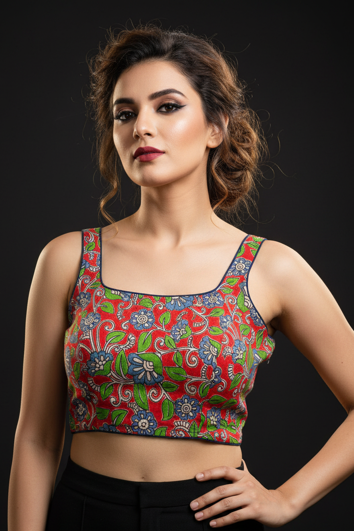 Pop Fusion kalamkari-Designer Blouse