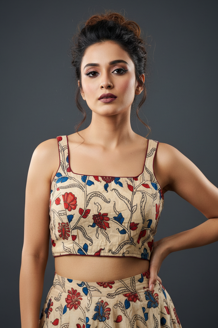 Pop Fusion kalamkari-Designer Blouse