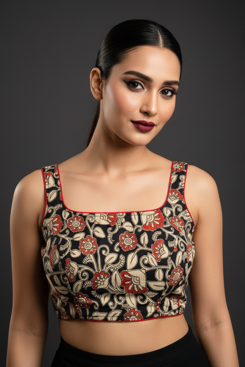 Pop Fusion kalamkari-Designer Blouse