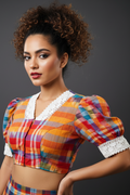 Puff Sleeves Gamcha  Blouse