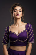 Partywear Purple Vichitra Silk Blouse