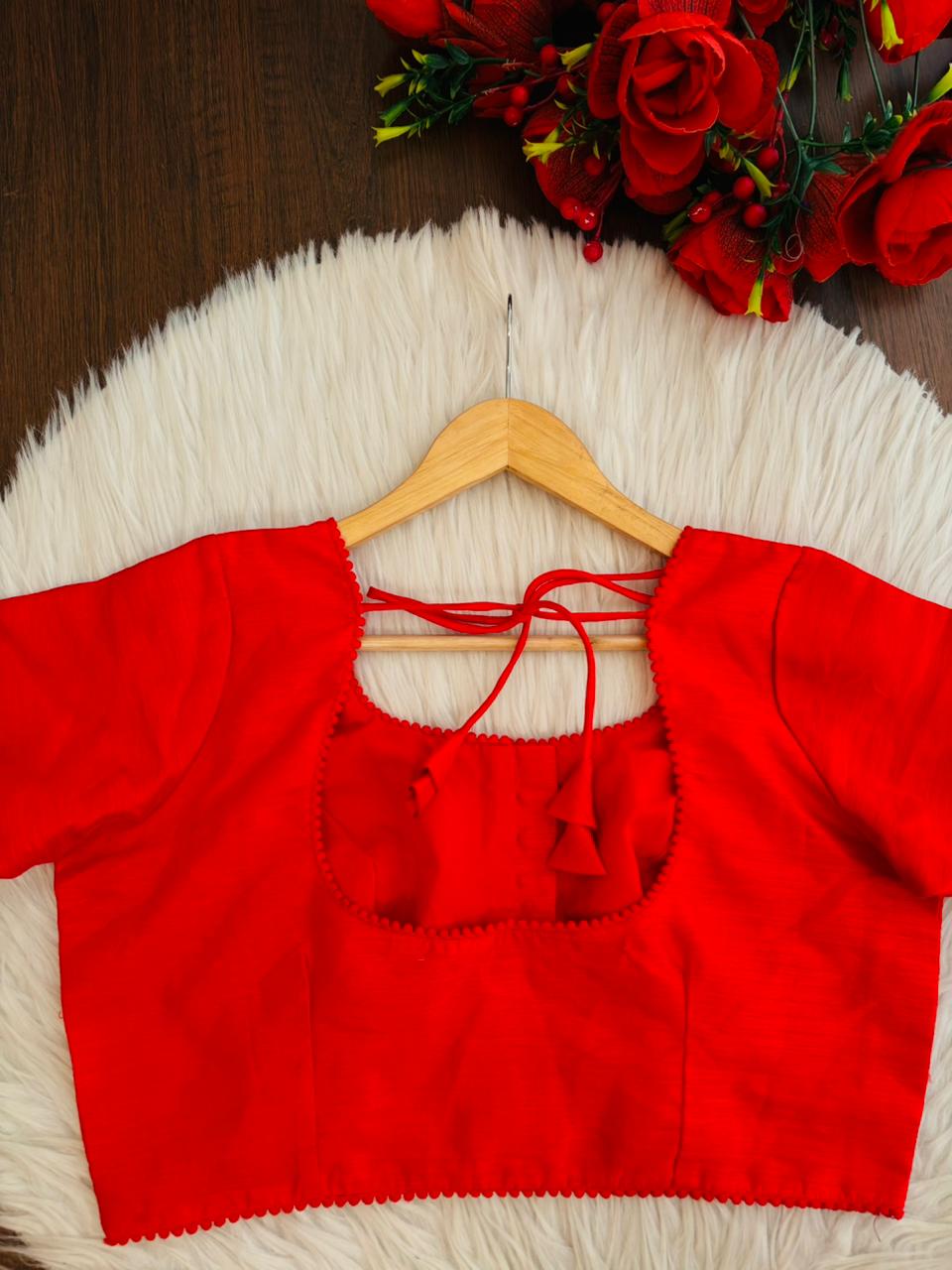 Red Tuilip Fancy Silk Blouse