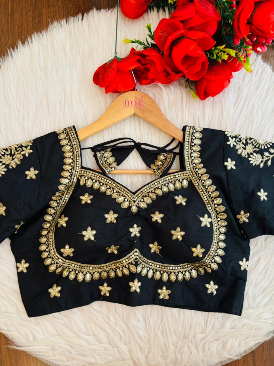 Black Fancy Silk Blouse