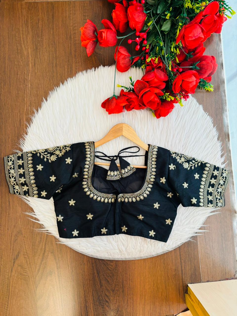 Black Fancy Silk Blouse