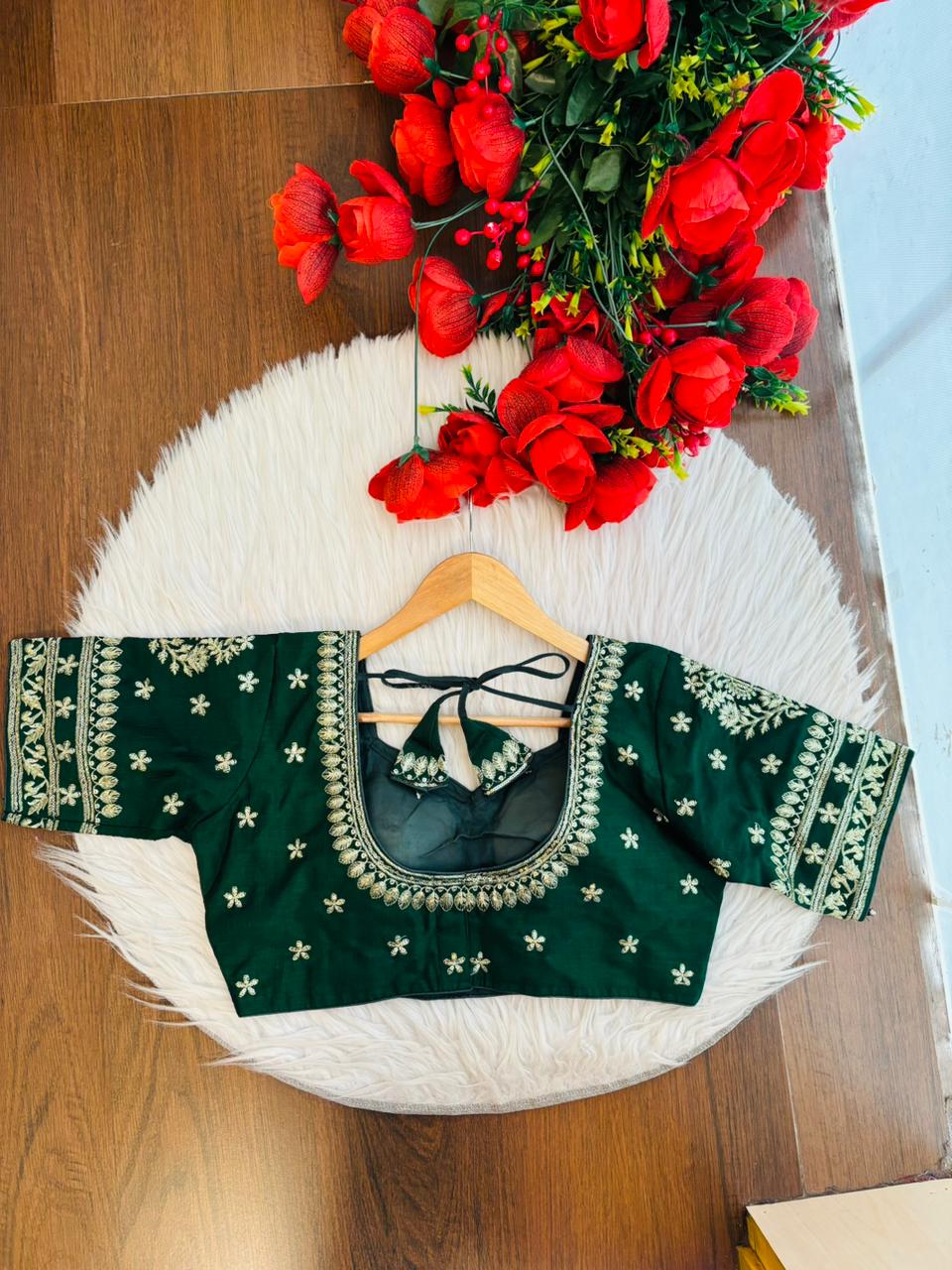 Green Fancy Silk Blouse