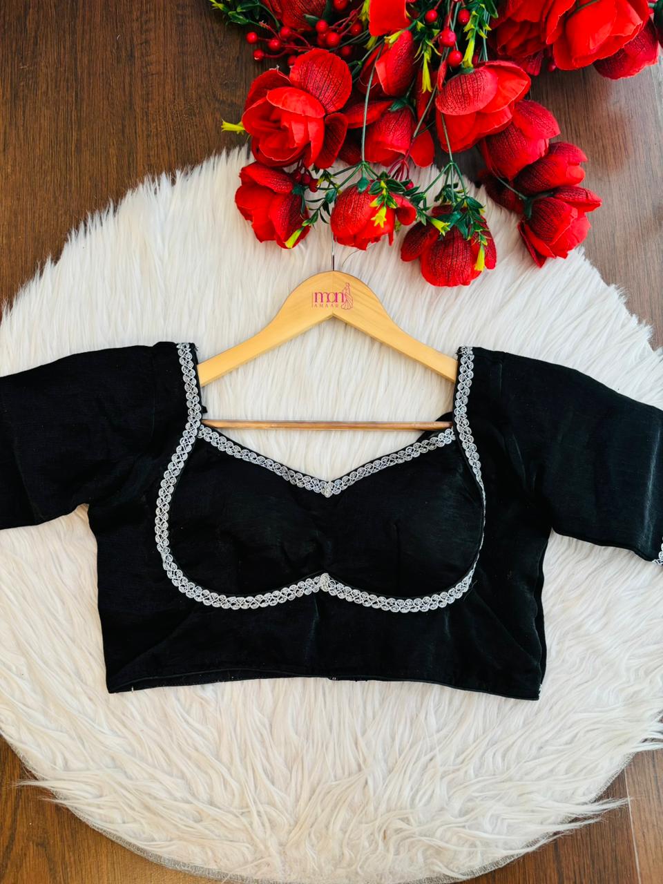 Midnight Black Fancy Silk Blouse