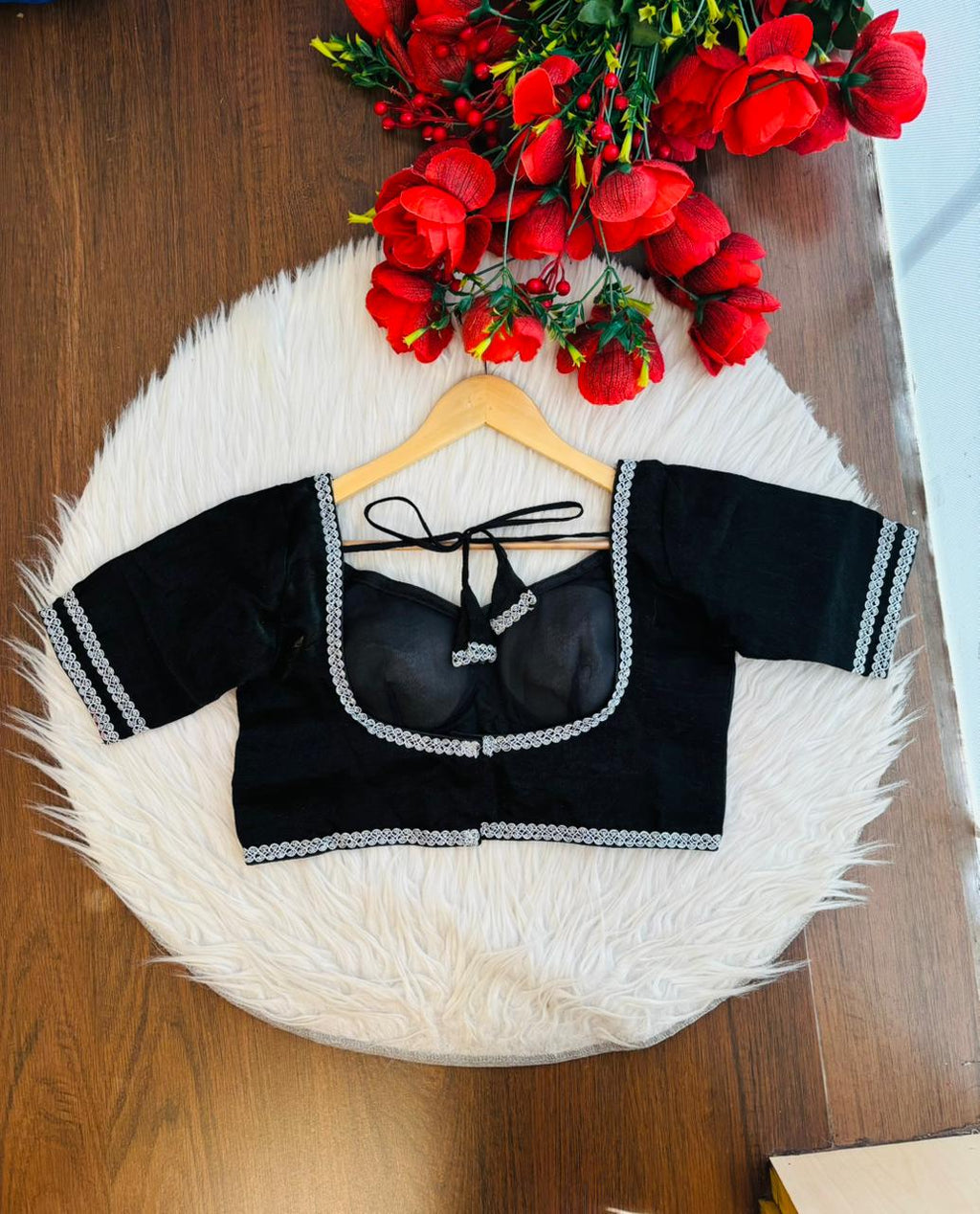 Midnight Black Fancy Silk Blouse