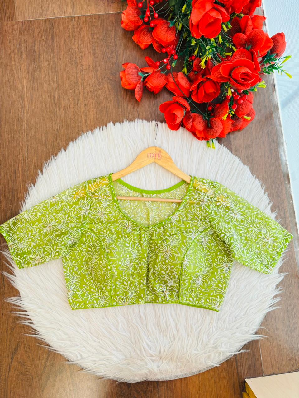 Organza Twist – All Over Embroidered Organza Blouse
