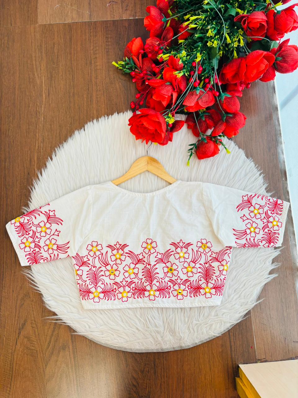 Mirror Magic & Flowers- Embroidered Blouse
