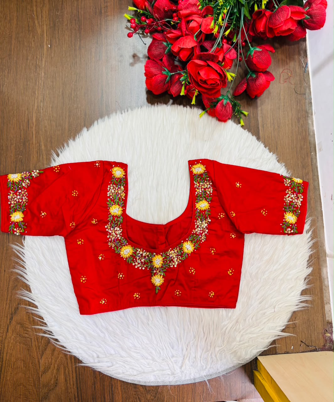 Blooming Scarlet Handwork Blouse