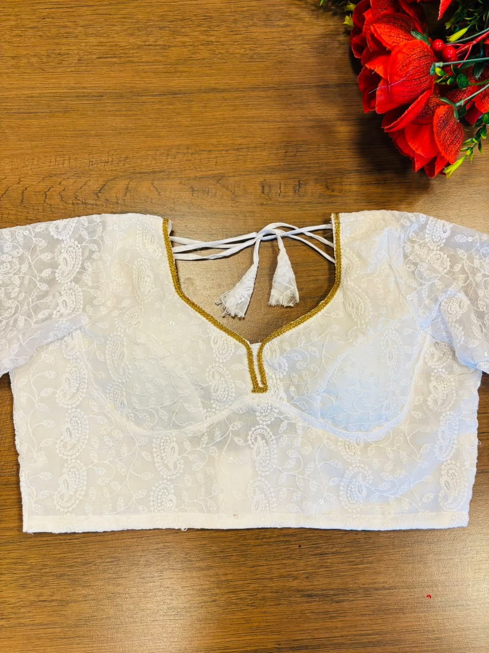 Pearl Petals Georgette Silk Designer Blouse