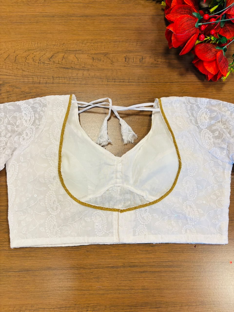 Pearl Petals Georgette Silk Designer Blouse