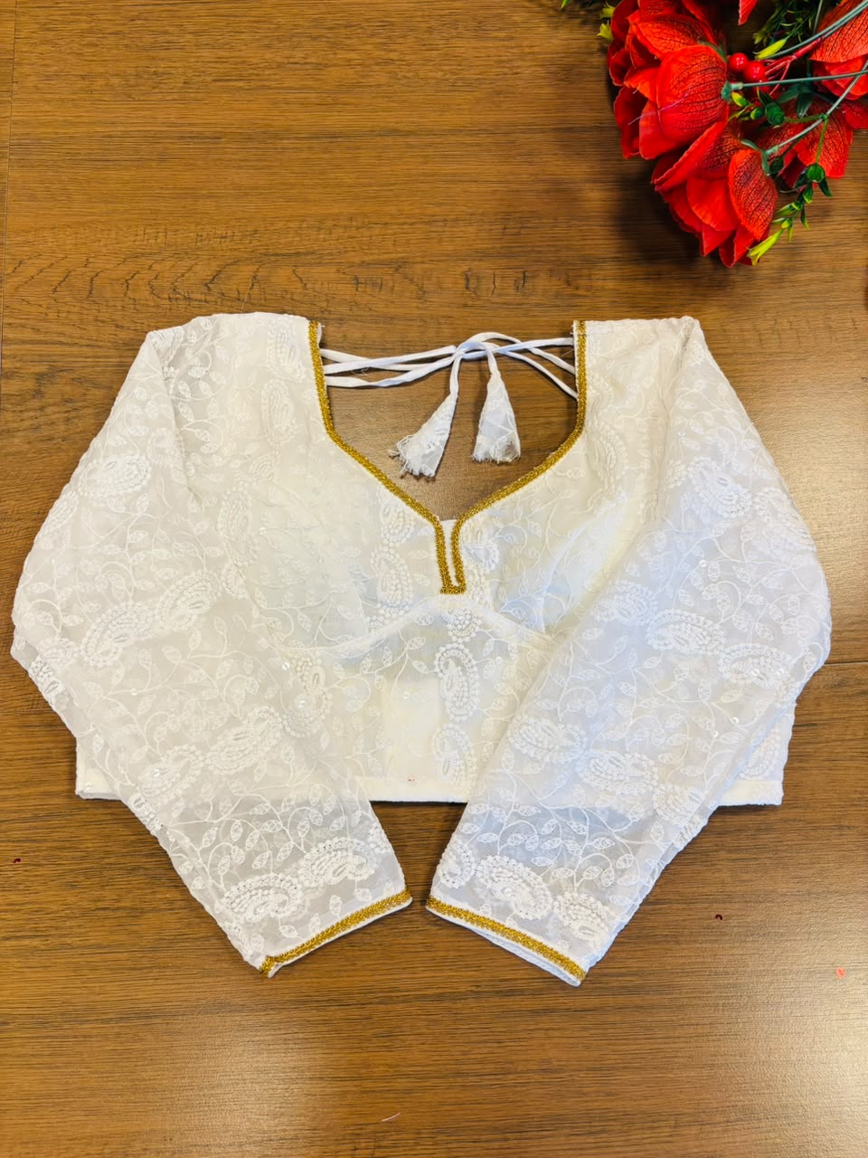 Pearl Petals Georgette Silk Designer Blouse