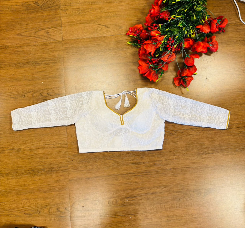 Pearl Petals Georgette Silk Designer Blouse
