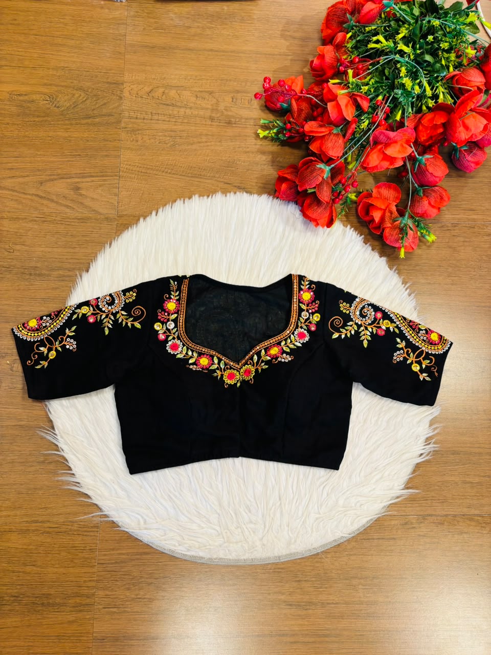 Festive Paisley Vichitra Silk Blouse