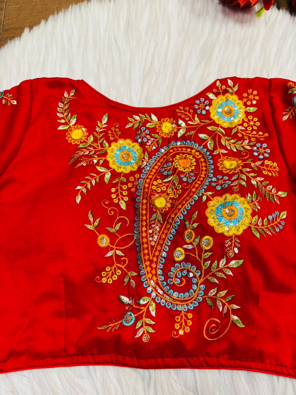 Festive Paisley Vichitra Silk Blouse