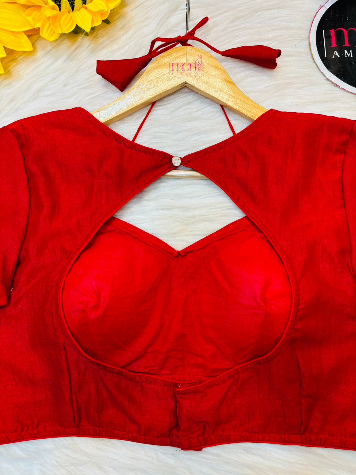 Red Masaba Style Vichitra Silk Blouse