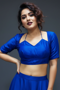 Blue Masaba Style Vichitra Silk Blouse