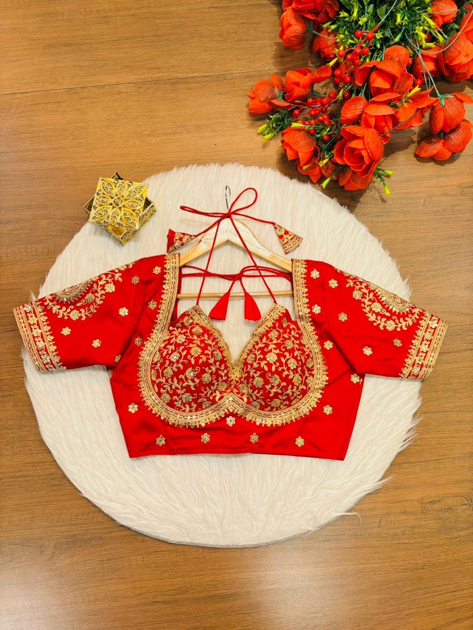 Flowing Art Designer Vichitra Silk Blouse