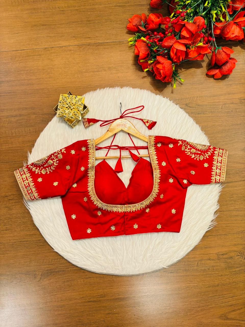 Flowing Art Designer Vichitra Silk Blouse