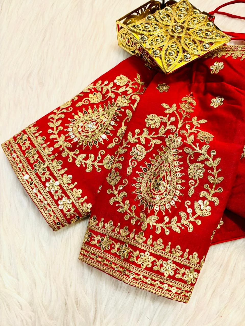 Flowing Art Designer Vichitra Silk Blouse