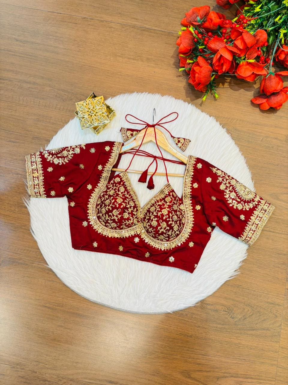 Flowing Art Designer Vichitra Silk Blouse