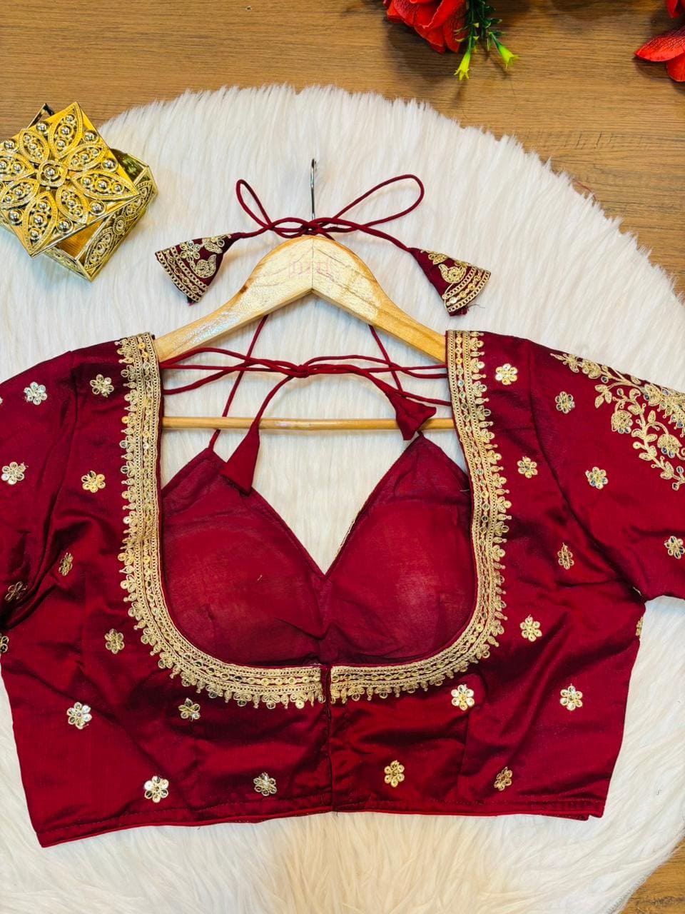 Flowing Art Designer Vichitra Silk Blouse