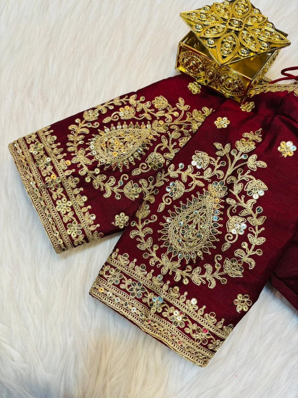Flowing Art Designer Vichitra Silk Blouse