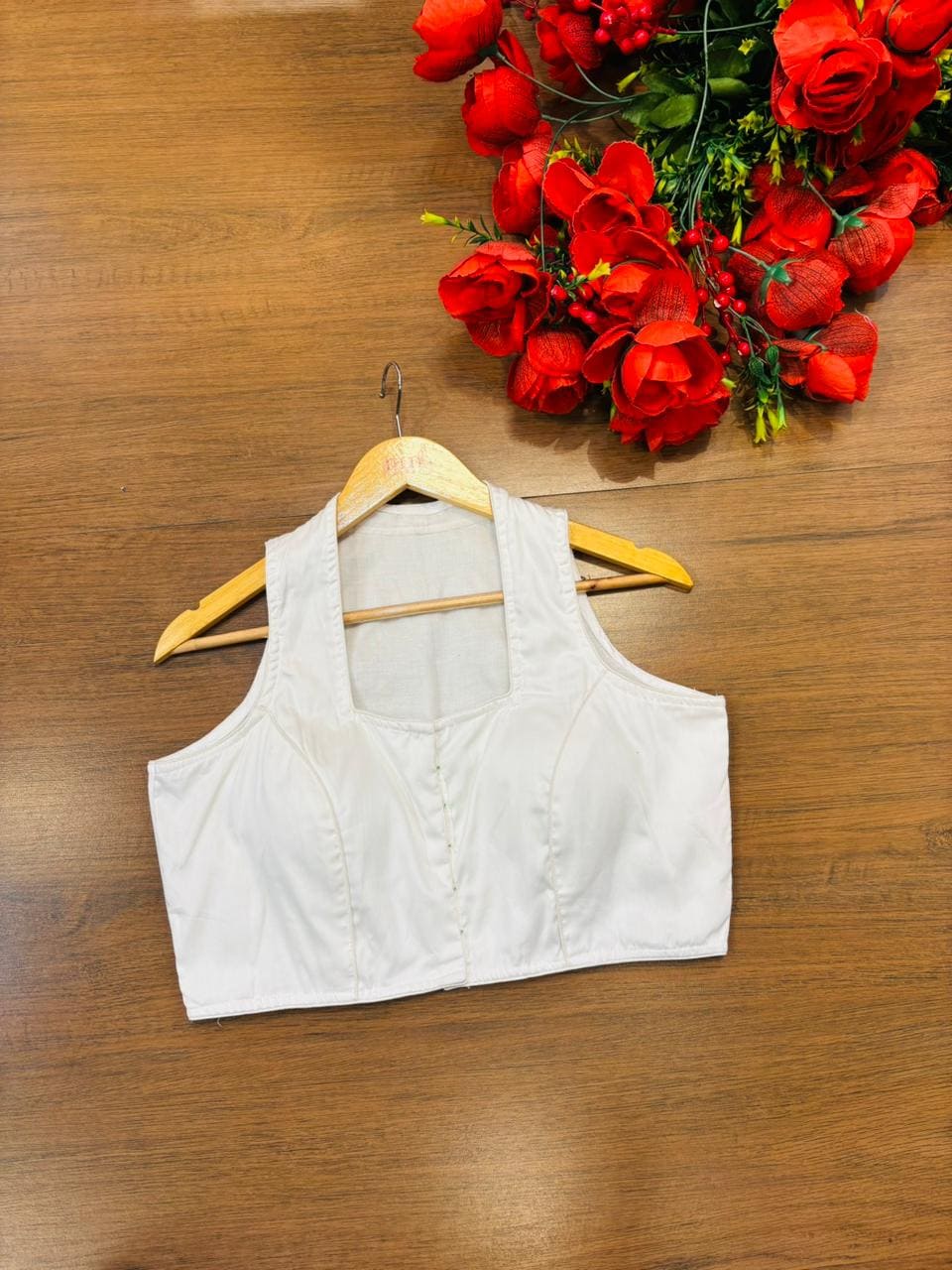 Solid White Halter Cotton Blouse