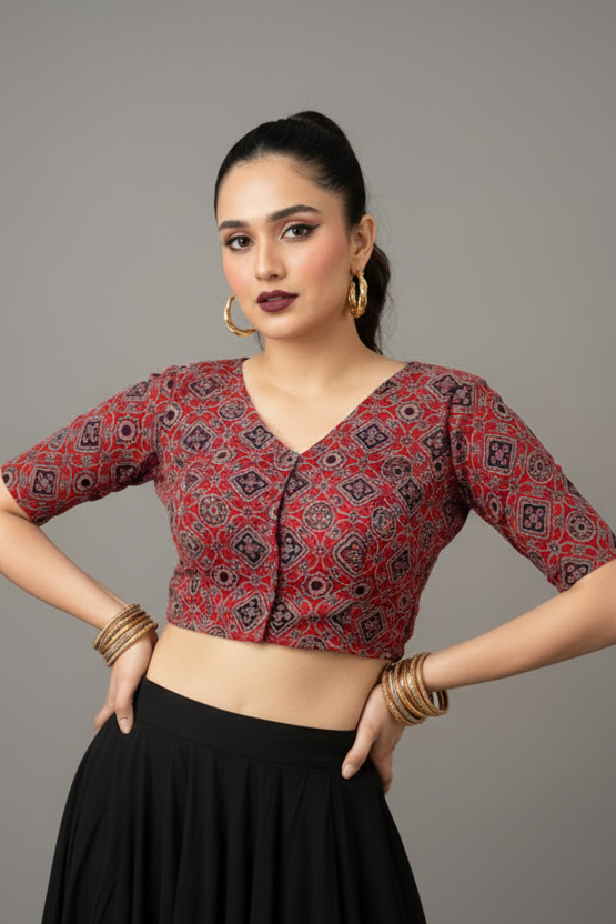 Mystic Mirage Stretchable Ajrakh Blouse