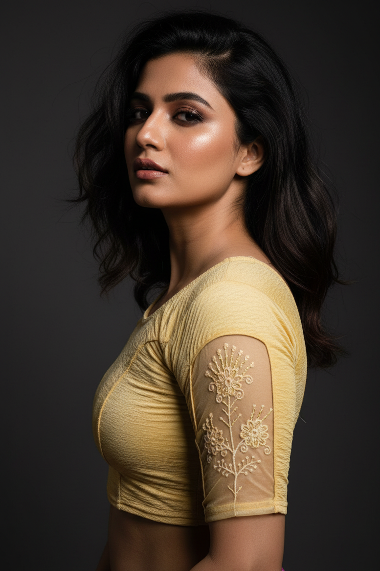 Heritage Glow-Stretchable Knitted Blouse