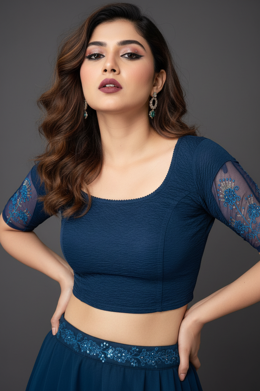 Heritage Glow-Stretchable Knitted Blouse