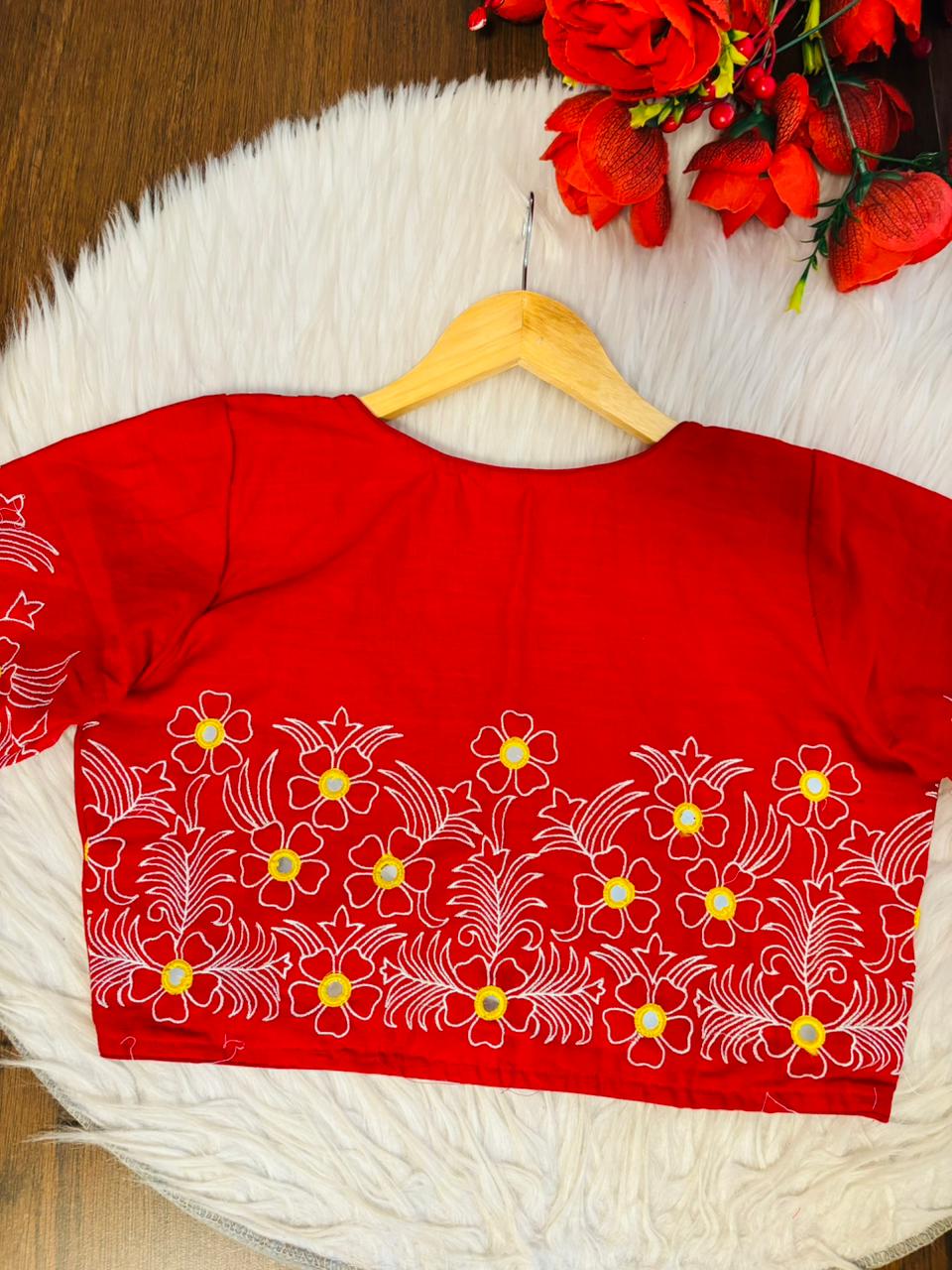Mirror Magic & Flowers- Embroidered Blouse