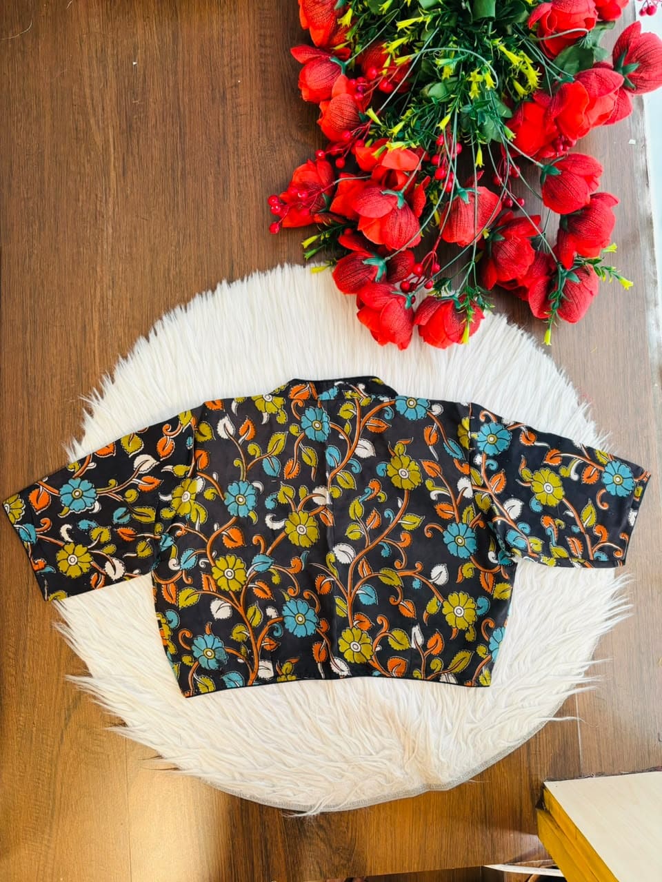 Retro Sketch Kalamkari Designer Blouse