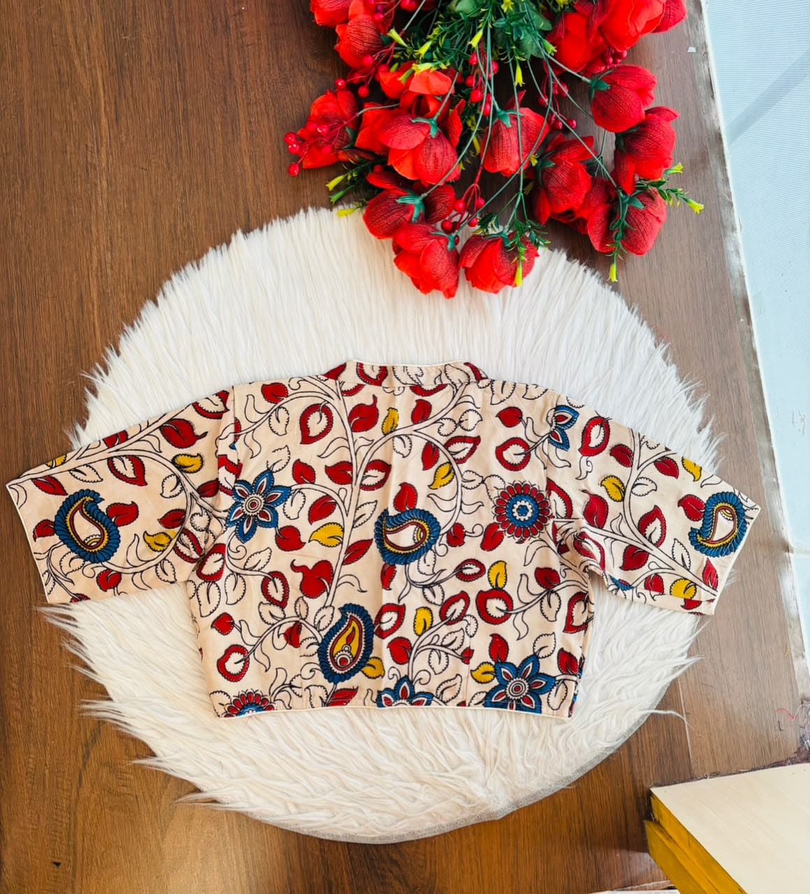 Retro Sketch Kalamkari Designer Blouse