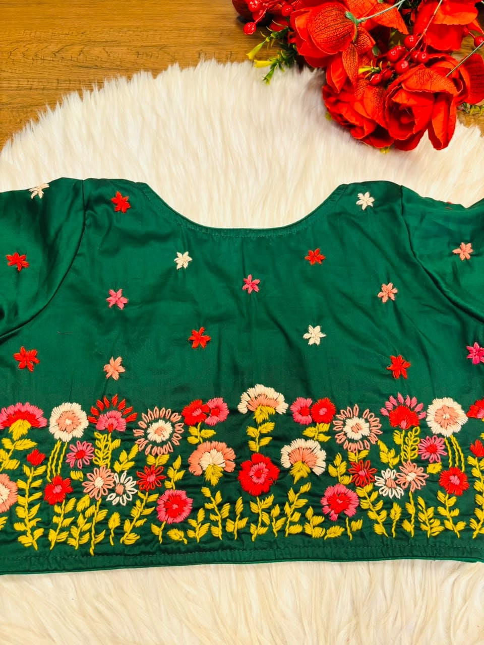 Blooming Paradise – Handstitched Designer Blouse