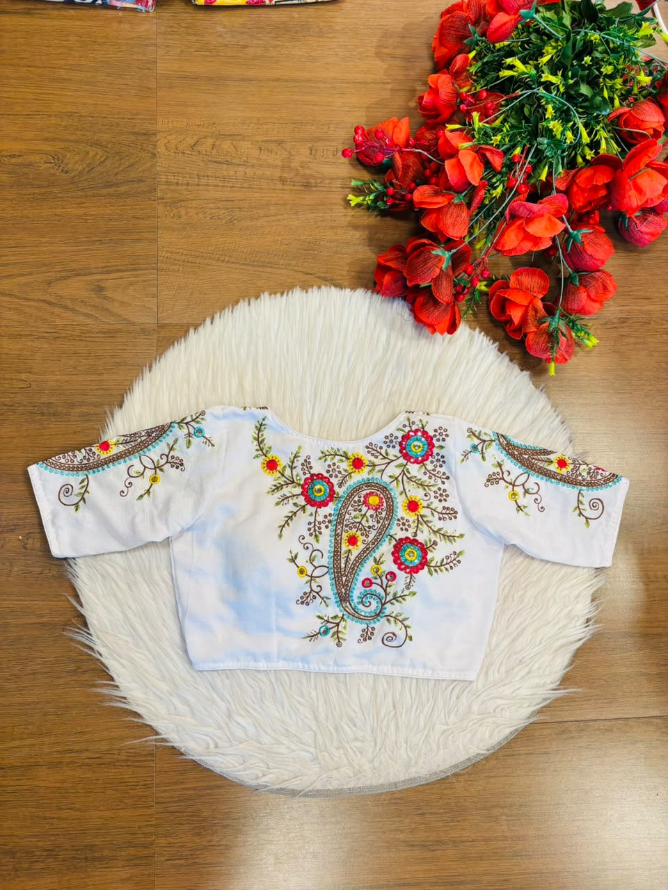 Festive Paisley Vichitra Silk Blouse