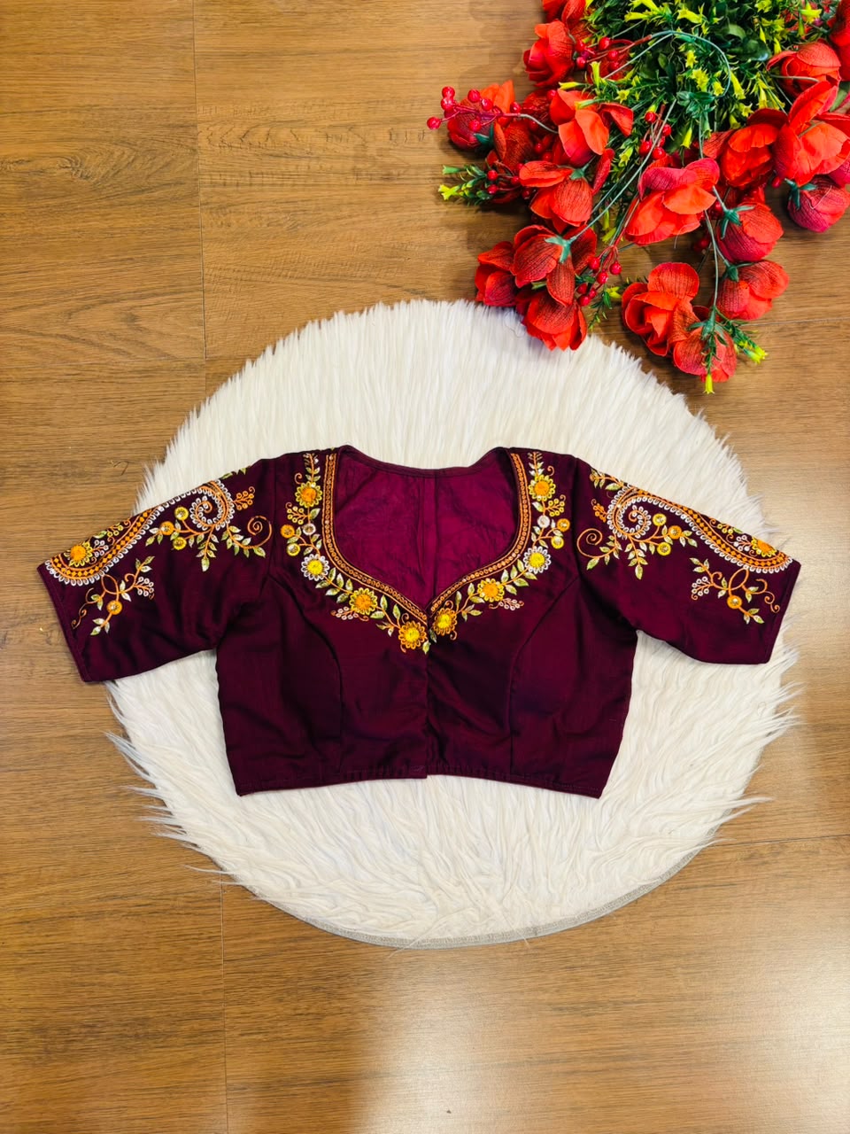 Festive Paisley Vichitra Silk Blouse