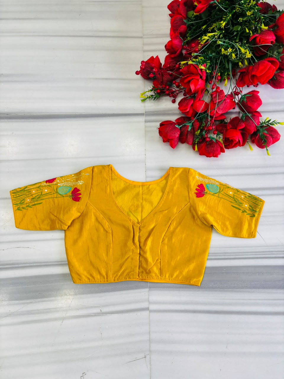 Gilded Garden Vichitra Silk Blouse