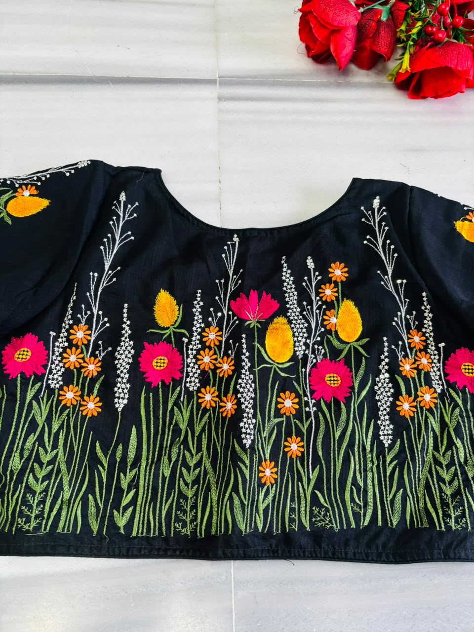 Gilded Garden Vichitra Silk Blouse