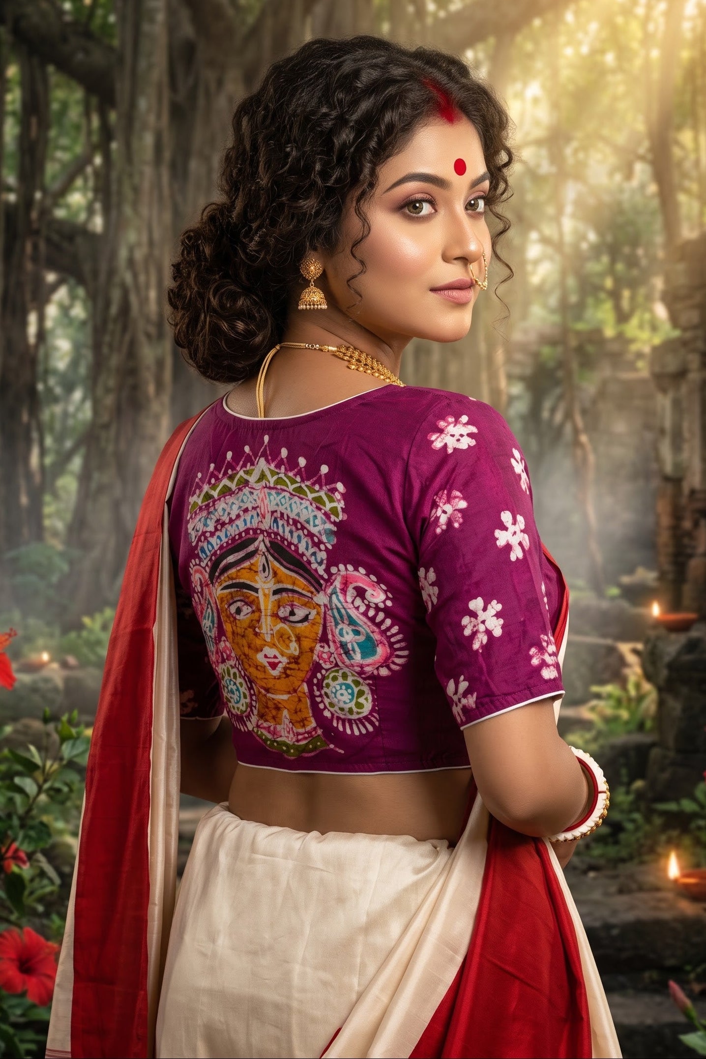 Mahishasuramardini Batik Silk Blouse