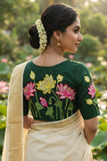 Reflection of Lotus Vichitra Silk Blouse