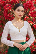 Pearl Petals Georgette Silk Designer Blouse