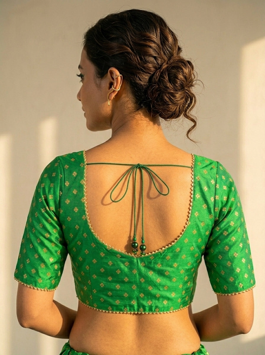 Aarvi Francy Gold-Designer Blouse( Green)