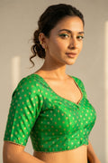 Aarvi Francy Gold-Designer Blouse( Green)